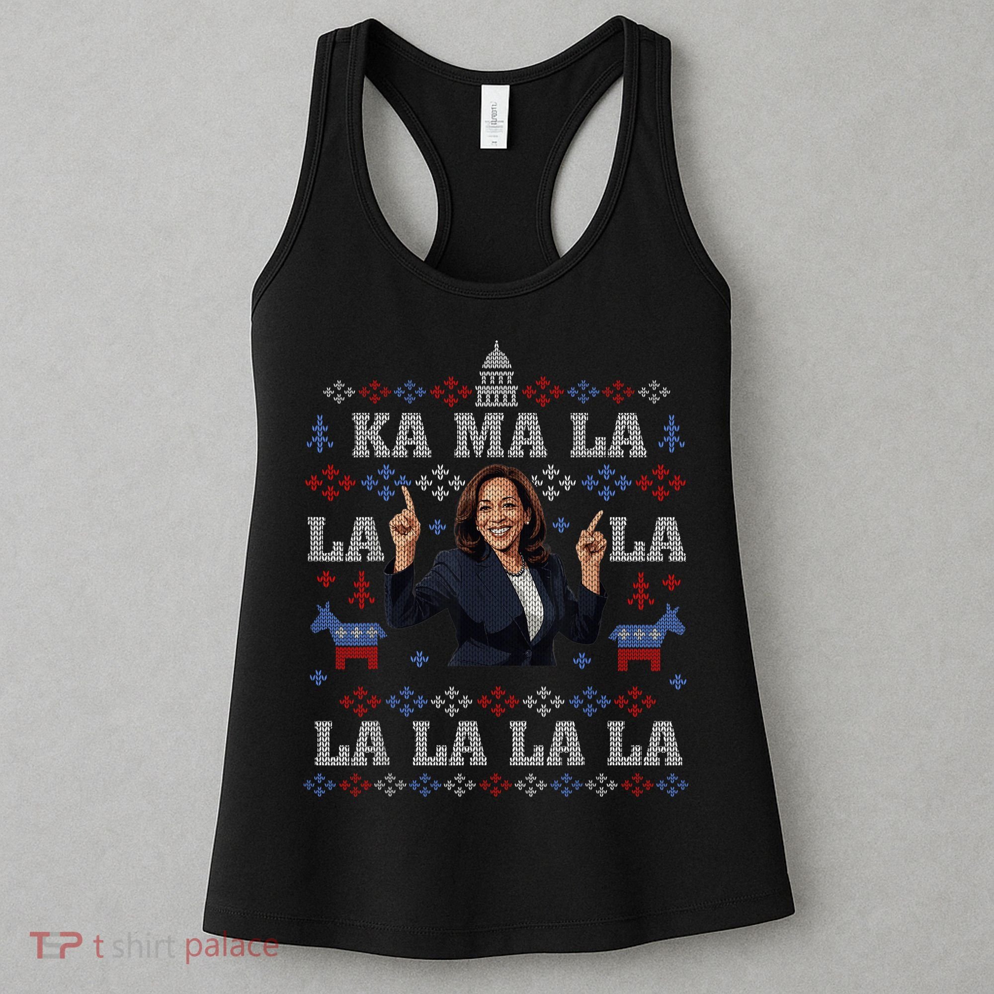 Funny Democrat Kamala Harris Ugly Christmas Sweater Party Women's Tank Top