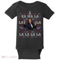 Funny Democrat Kamala Harris Ugly Christmas Sweater Party Baby Bodysuit thumb 0