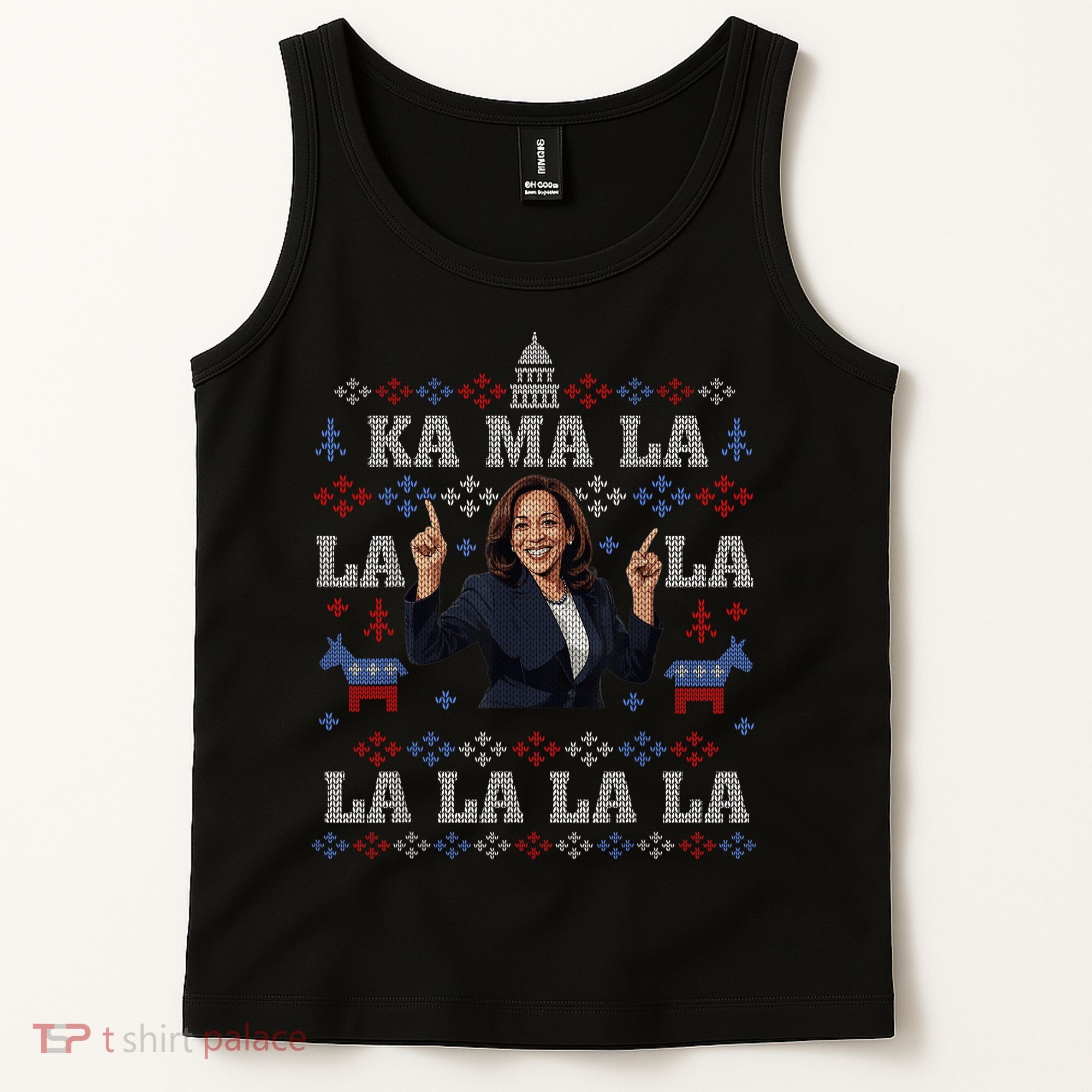 Funny Democrat Kamala Harris Ugly Christmas Sweater Party Tank Top