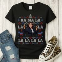 Funny Democrat Kamala Harris Ugly Christmas Sweater Party Women's T-Shirt thumb 3