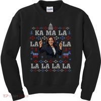 Funny Democrat Kamala Harris Ugly Christmas Sweater Party Kids Sweatshirt thumb 0