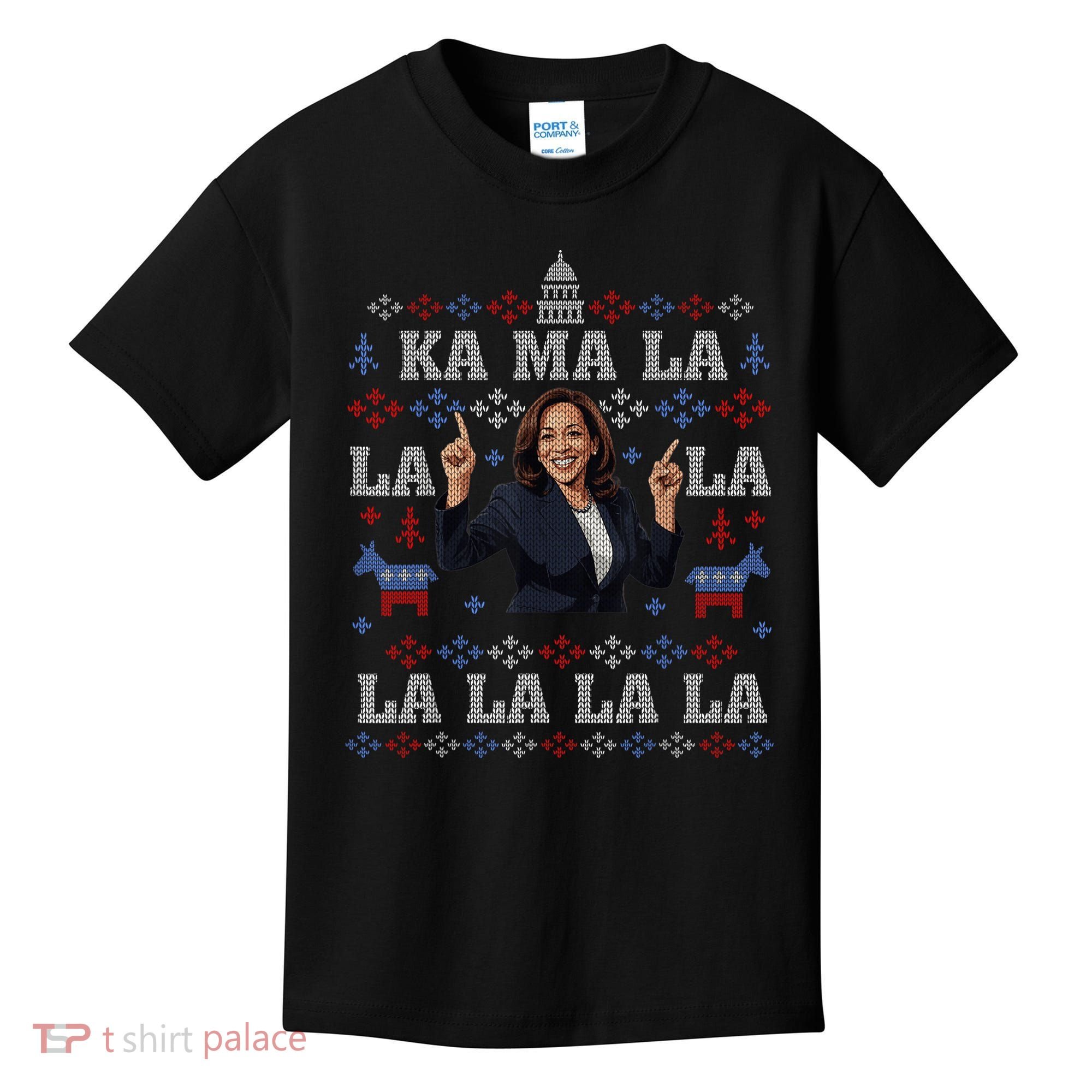 Funny Democrat Kamala Harris Ugly Christmas Sweater Party Kids T-Shirt