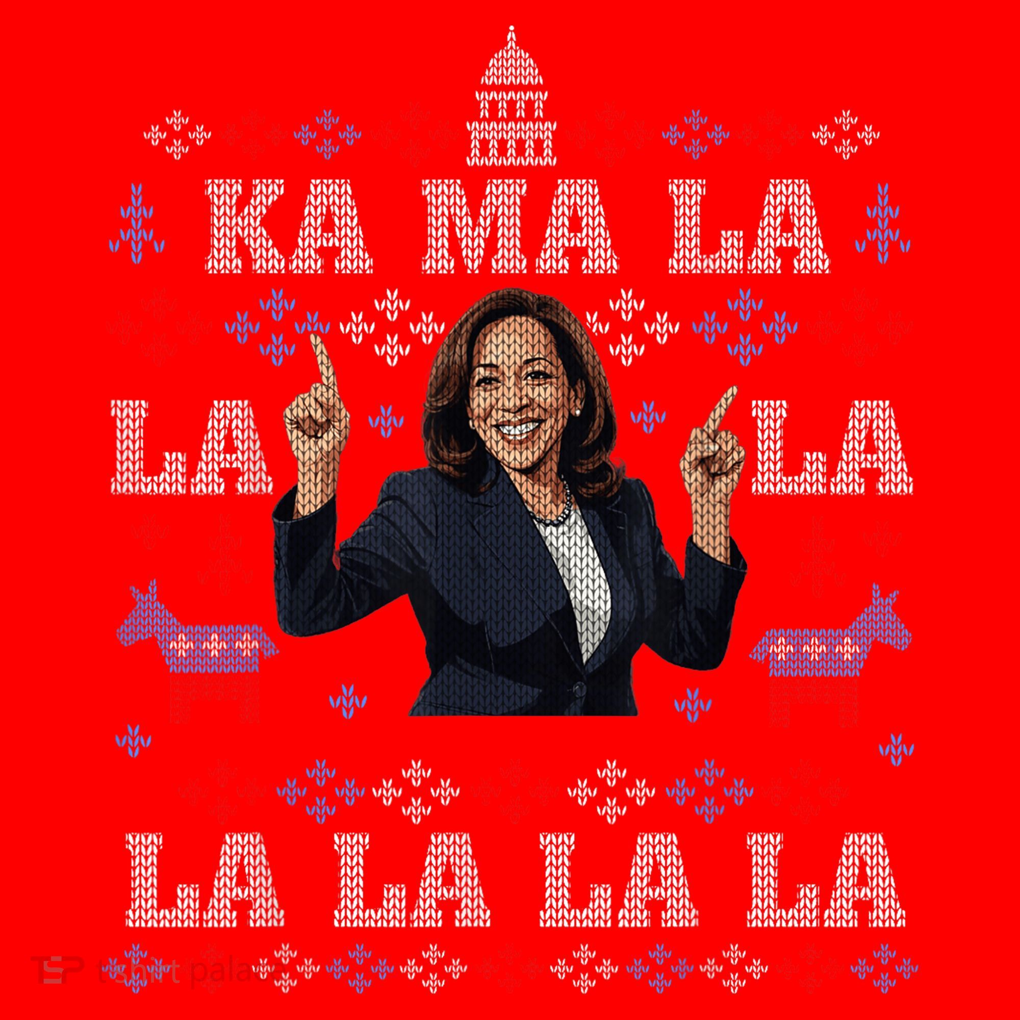 Funny Democrat Kamala Harris Ugly Christmas Sweater Party Santa Hat