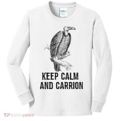 Funny Design Keep Calm And Vultures Condor Buzzard Kids Long Sleeve Shirt
