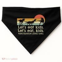 Funny Dinosaurs Let's Eat Punctuation Saves Lives USA-Made Doggie Bandana thumb 0