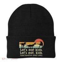 Funny Dinosaurs Let's Eat Punctuation Saves Lives Beanie thumb 0