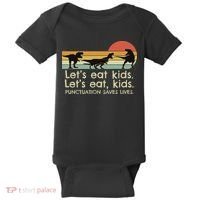 Funny Dinosaurs Let's Eat Punctuation Saves Lives Baby Bodysuit thumb 0