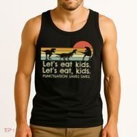 Funny Dinosaurs Let's Eat Punctuation Saves Lives Tank Top thumb 3