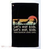 Funny Dinosaurs Let's Eat Punctuation Saves Lives Golf Towel thumb 0