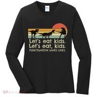 Funny Dinosaurs Let's Eat Punctuation Saves Lives Women's Long Sleeve Shirt thumb 0