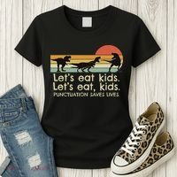 Funny Dinosaurs Let's Eat Punctuation Saves Lives Women's T-Shirt thumb 3