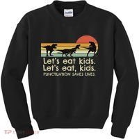 Funny Dinosaurs Let's Eat Punctuation Saves Lives Kids Sweatshirt thumb 0