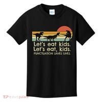 Funny Dinosaurs Let's Eat Punctuation Saves Lives Kids T-Shirt thumb 0