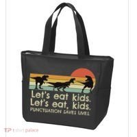 Funny Dinosaurs Let's Eat Punctuation Saves Lives Tote Bag thumb 3