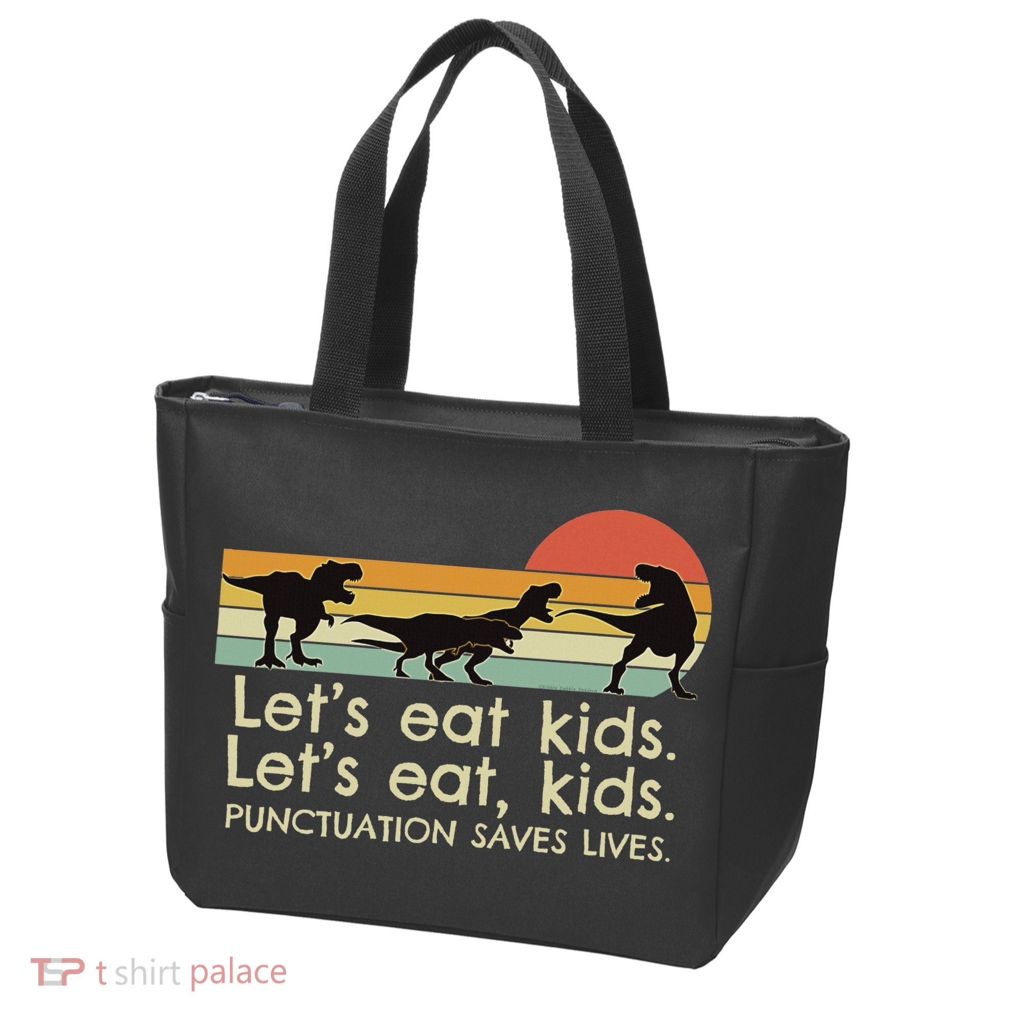 Funny Dinosaurs Let's Eat Punctuation Saves Lives Tote Bag
