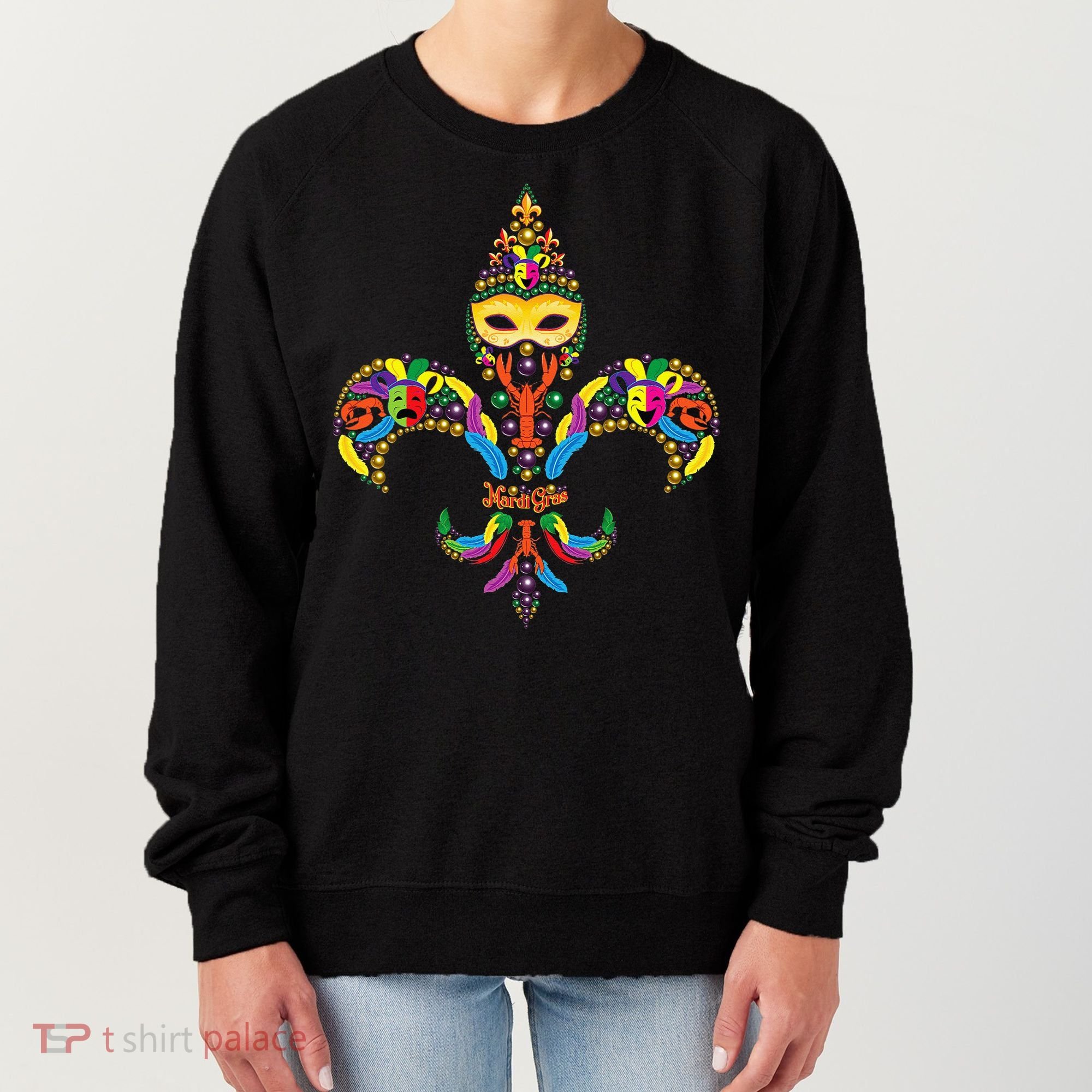 Fleur De Lis & Mardi Gras Mask New Orleans Souvenir Women's Sweatshirt