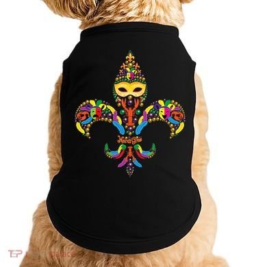 Fleur De Lis & Mardi Gras Mask New Orleans Souvenir Doggie Tank