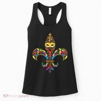 Fleur De Lis & Mardi Gras Mask New Orleans Souvenir Women's Tank Top thumb 0