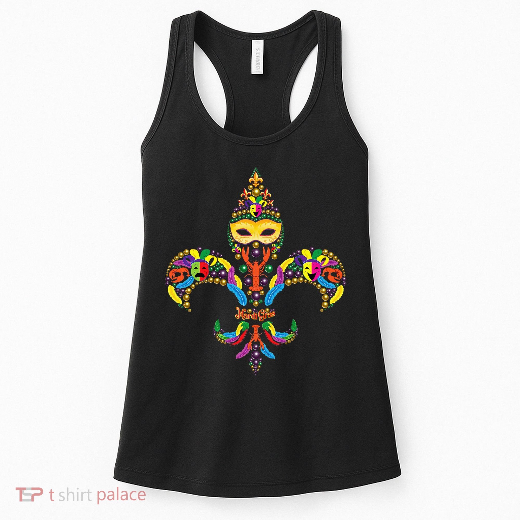 Fleur De Lis & Mardi Gras Mask New Orleans Souvenir Women's Tank Top
