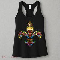Fleur De Lis & Mardi Gras Mask New Orleans Souvenir Women's Tank Top thumb 3