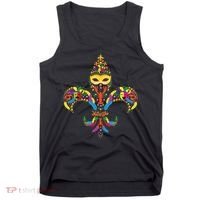 Fleur De Lis & Mardi Gras Mask New Orleans Souvenir Tank Top thumb 0