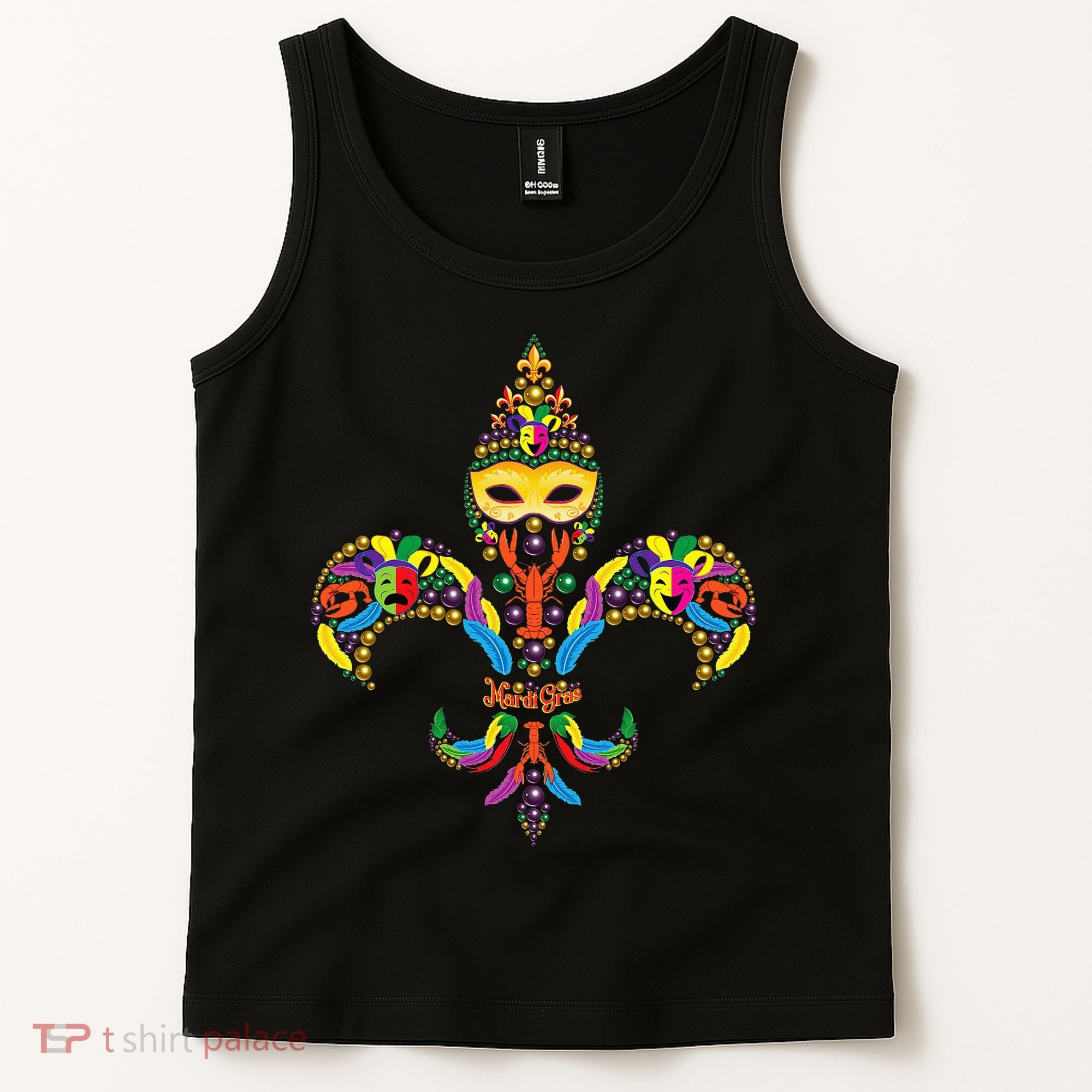 Fleur De Lis & Mardi Gras Mask New Orleans Souvenir Tank Top