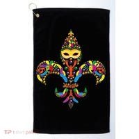 Fleur De Lis & Mardi Gras Mask New Orleans Souvenir Golf Towel thumb 0