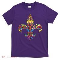 Fleur De Lis & Mardi Gras Mask New Orleans Souvenir T-Shirt thumb 0