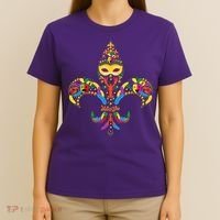 Fleur De Lis & Mardi Gras Mask New Orleans Souvenir T-Shirt thumb 4