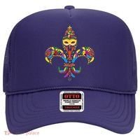 Fleur De Lis & Mardi Gras Mask New Orleans Souvenir Hat thumb 0