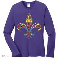 Fleur De Lis & Mardi Gras Mask New Orleans Souvenir Women's Long Sleeve Shirt thumb 0
