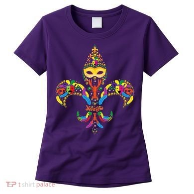 Fleur De Lis & Mardi Gras Mask New Orleans Souvenir Women's T-Shirt