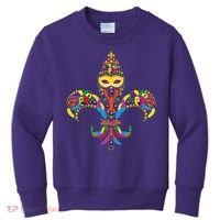 Fleur De Lis & Mardi Gras Mask New Orleans Souvenir Kids Sweatshirt thumb 0