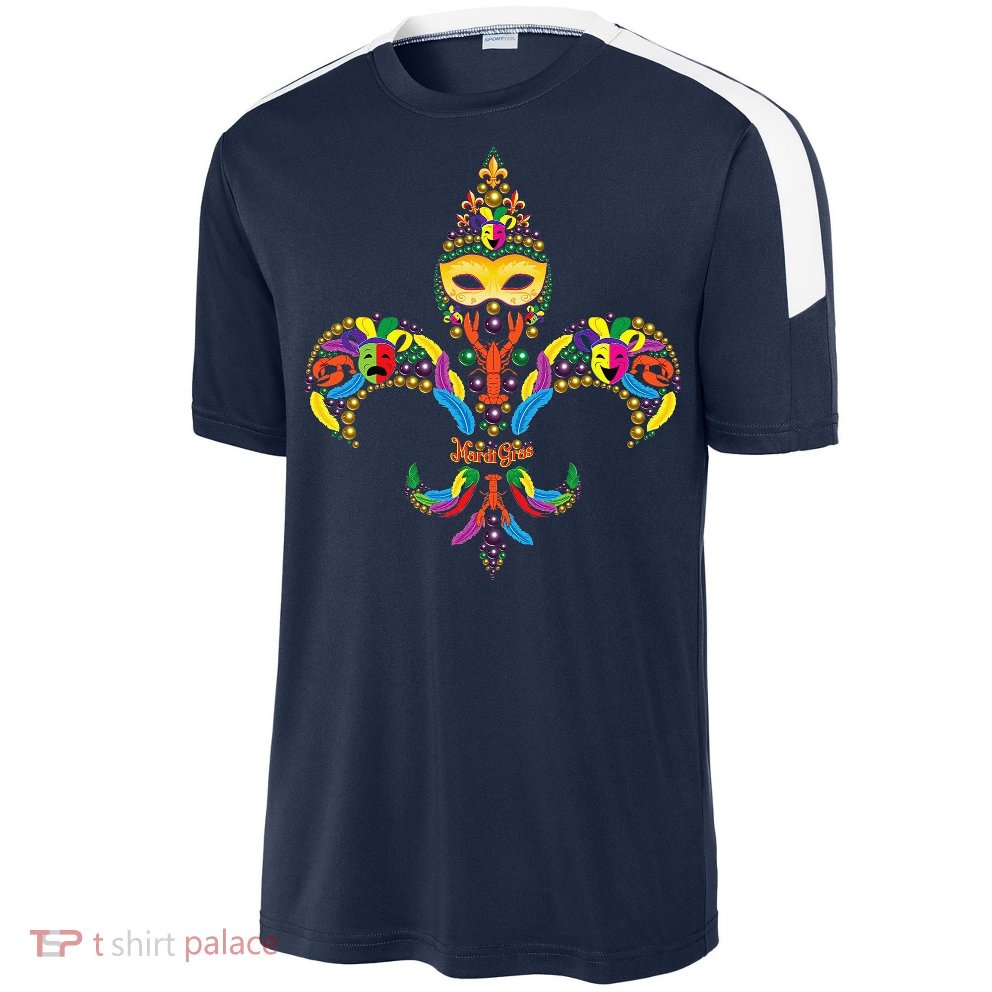 Fleur De Lis & Mardi Gras Mask New Orleans Souvenir Sport-Tek Competitor United Soccer Jersey