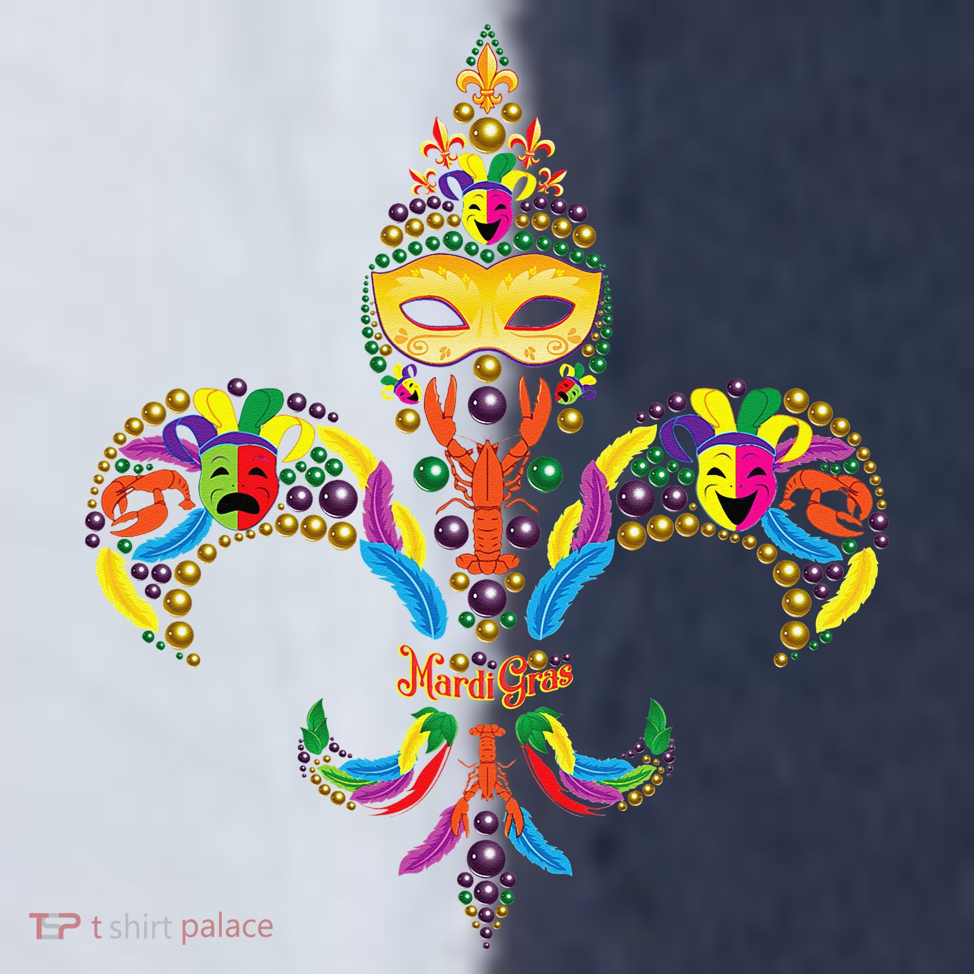 Fleur De Lis & Mardi Gras Mask New Orleans Souvenir Sport-Tek Competitor United Soccer Jersey
