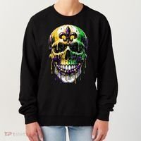 Fleur De Lis Mardi Gras Skull Women's Sweatshirt thumb 0