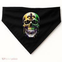 Fleur De Lis Mardi Gras Skull USA-Made Doggie Bandana thumb 0