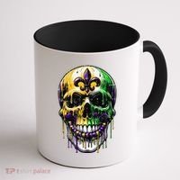 Fleur De Lis Mardi Gras Skull Coffee Mug thumb 1