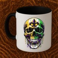 Fleur De Lis Mardi Gras Skull Coffee Mug thumb 2