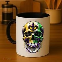Fleur De Lis Mardi Gras Skull Coffee Mug thumb 4