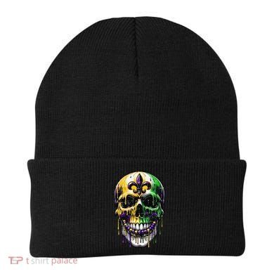 Fleur De Lis Mardi Gras Skull Beanie