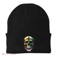 Fleur De Lis Mardi Gras Skull Beanie thumb 0