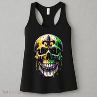 Fleur De Lis Mardi Gras Skull Women's Tank Top thumb 3