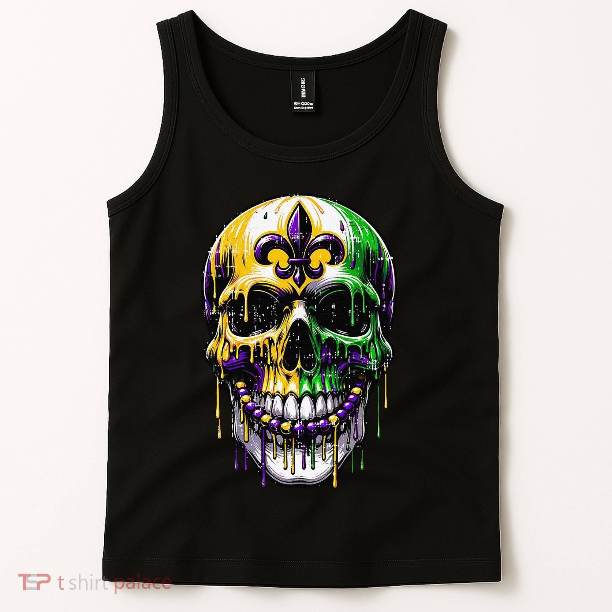 Fleur De Lis Mardi Gras Skull Tank Top