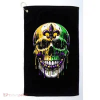 Fleur De Lis Mardi Gras Skull Golf Towel thumb 0