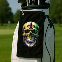 Fleur De Lis Mardi Gras Skull Golf Towel thumb 2