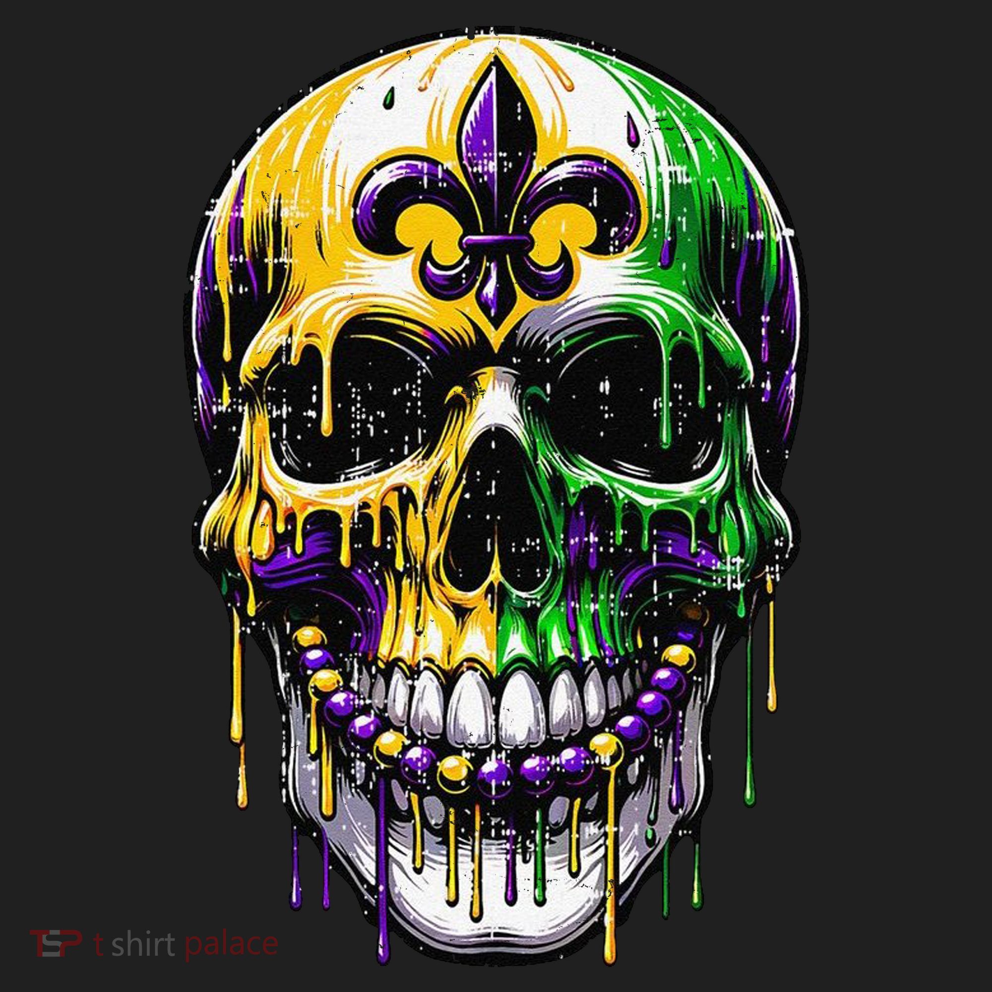 Fleur De Lis Mardi Gras Skull Golf Towel