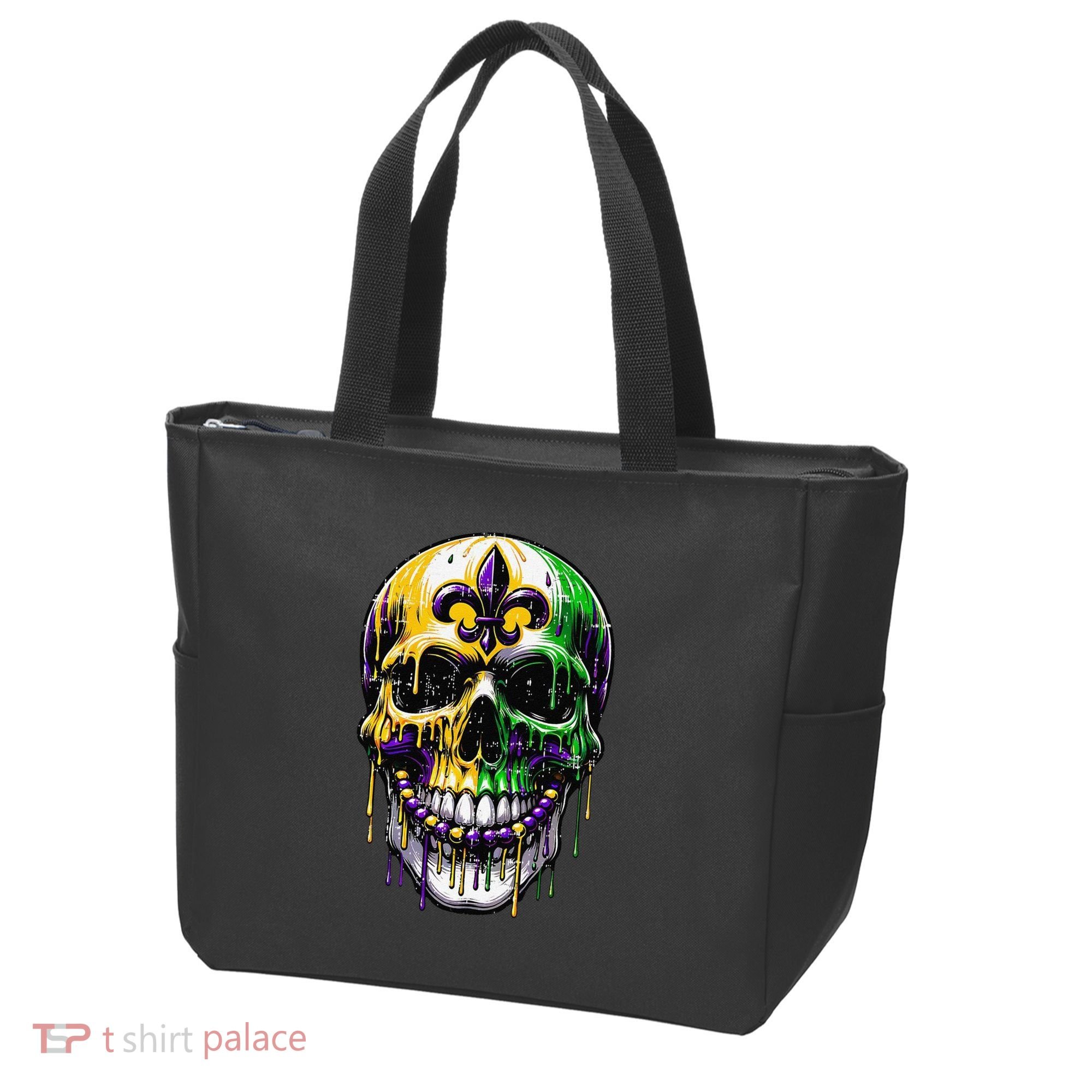 Fleur De Lis Mardi Gras Skull Tote Bag