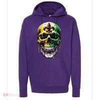 Fleur De Lis Mardi Gras Skull Hoodie thumb 0