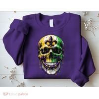 Fleur De Lis Mardi Gras Skull Sweatshirt thumb 2